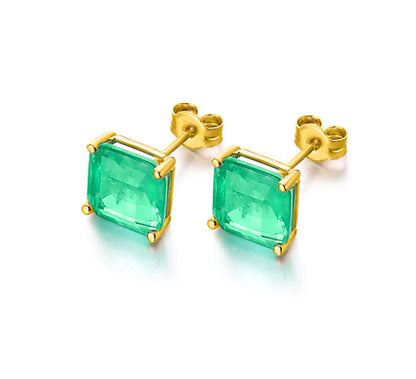 LE CARRE' - ORECCHINI LOBO ORO GIALLO CON QUARZO VERDE