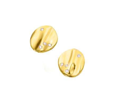 LE CARRE' - ORECCHINI A LOBO DISCO MARTELLATO E DIAMANTI