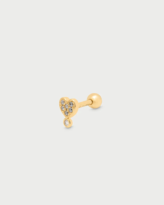 ORECCHINO PIERCING CUORE ARGENTO DORATO E ZIRCONI