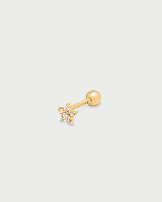 ORECCHINO PIERCING STELLA ARGENTO DORATO E ZIRCONI