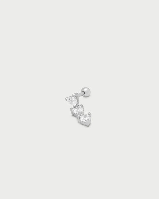 PIERCING ARGENTO RODIO TRE CUORI ZIRCONI