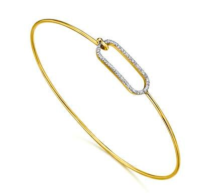 LE CARRE' - BRACCIALE RIGIDO ORO GIALLO E OVALE IN DIAMANTI