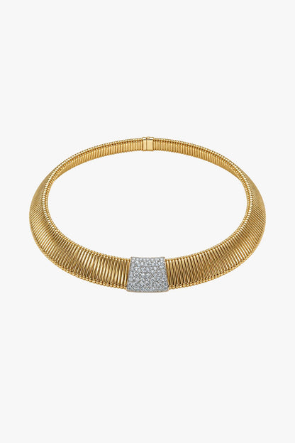 LEO PIZZO - COLLIER GIROCOLLO TUBOGAS CON PAVE CENTRALE DI DIAMANTI