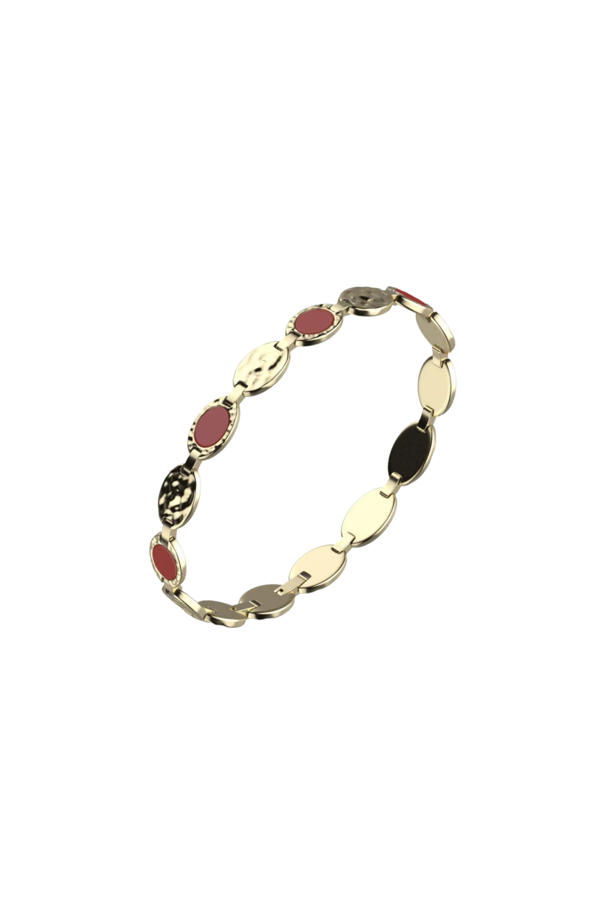 BIKKEMBERGS - BRACCIALE HAMMER IN ACCIAIO E INSERTI IN CORALLO