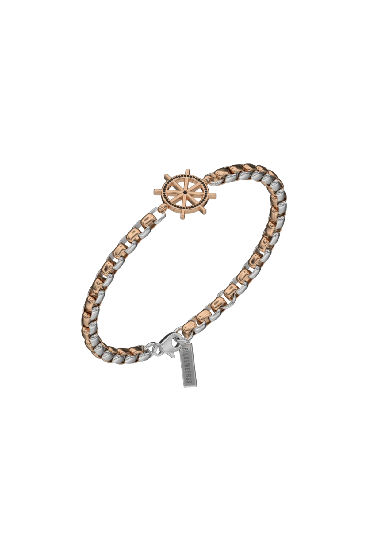 BIKKEMBERGS - BRACCIALE MARINE CON TIMONE IN ACCIAIO ROSE