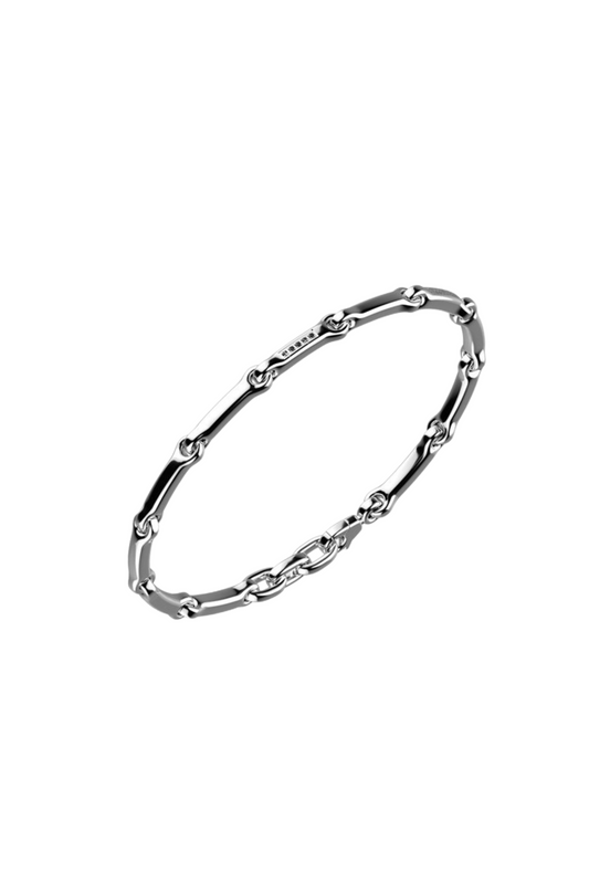 BIKKEMBERGS - BRACCIALE HAMMER IN ACCIAIO MARTELLATO RODIO