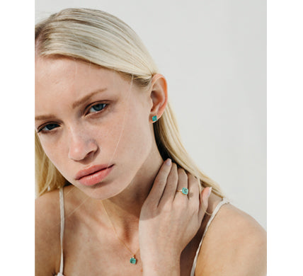 LE CARRE' - ORECCHINI LOBO ORO GIALLO CON QUARZO VERDE