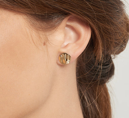 LE CARRE' - ORECCHINI A LOBO DISCO MARTELLATO E DIAMANTI