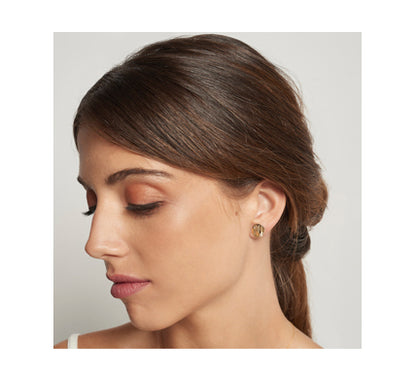 LE CARRE' - ORECCHINI A LOBO DISCO MARTELLATO E DIAMANTI