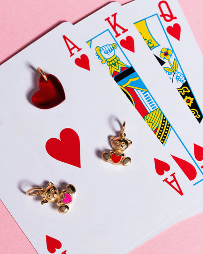 CHARM BAR - CIONDOLO ORESETTA NELLA ARGENTO DORATO E CUORE ROSA