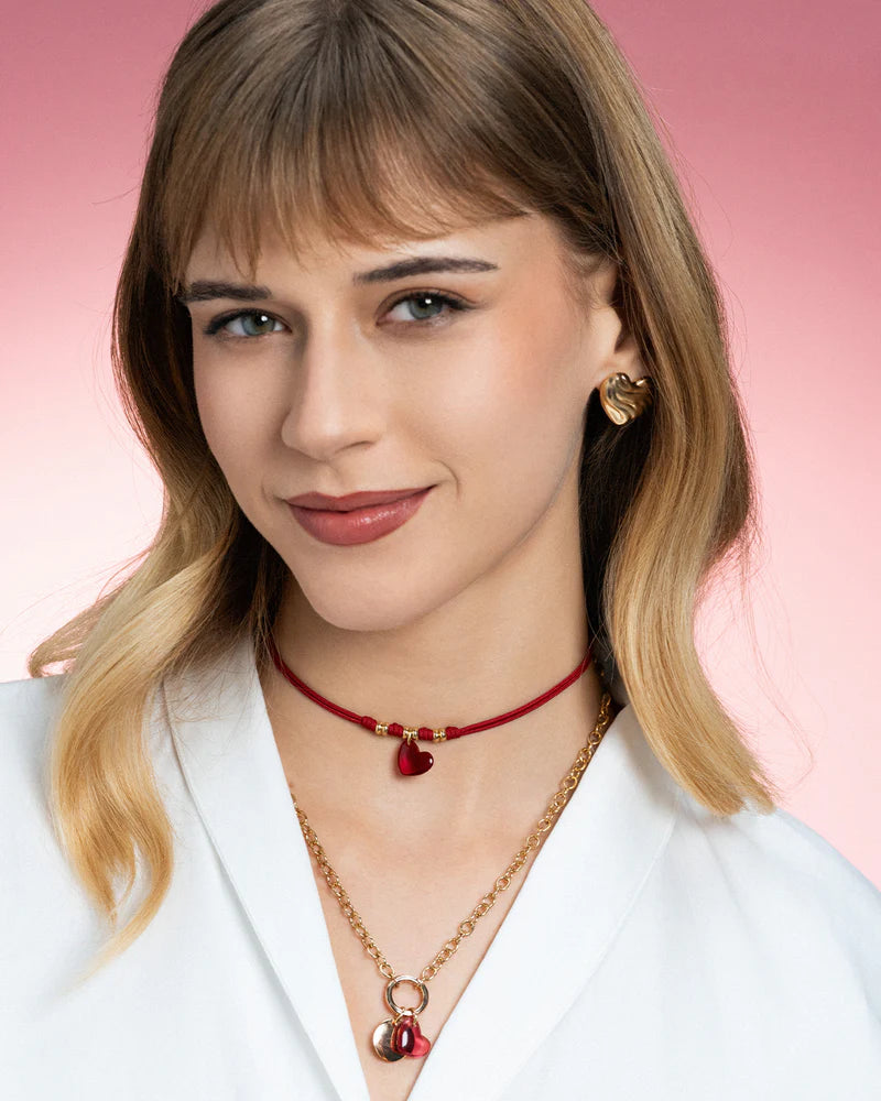 CHARM BAR - CIONDOLO CUORE CRISTALLO ROSSO