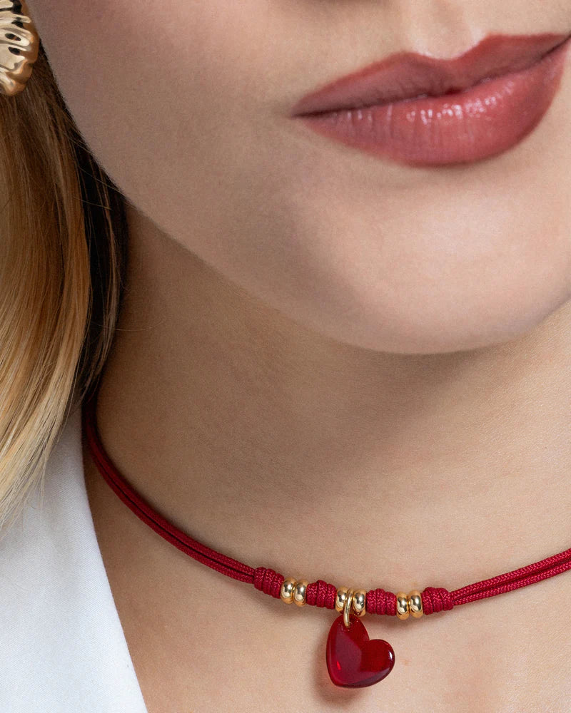 CHARM BAR - CIONDOLO CUORE CRISTALLO ROSSO
