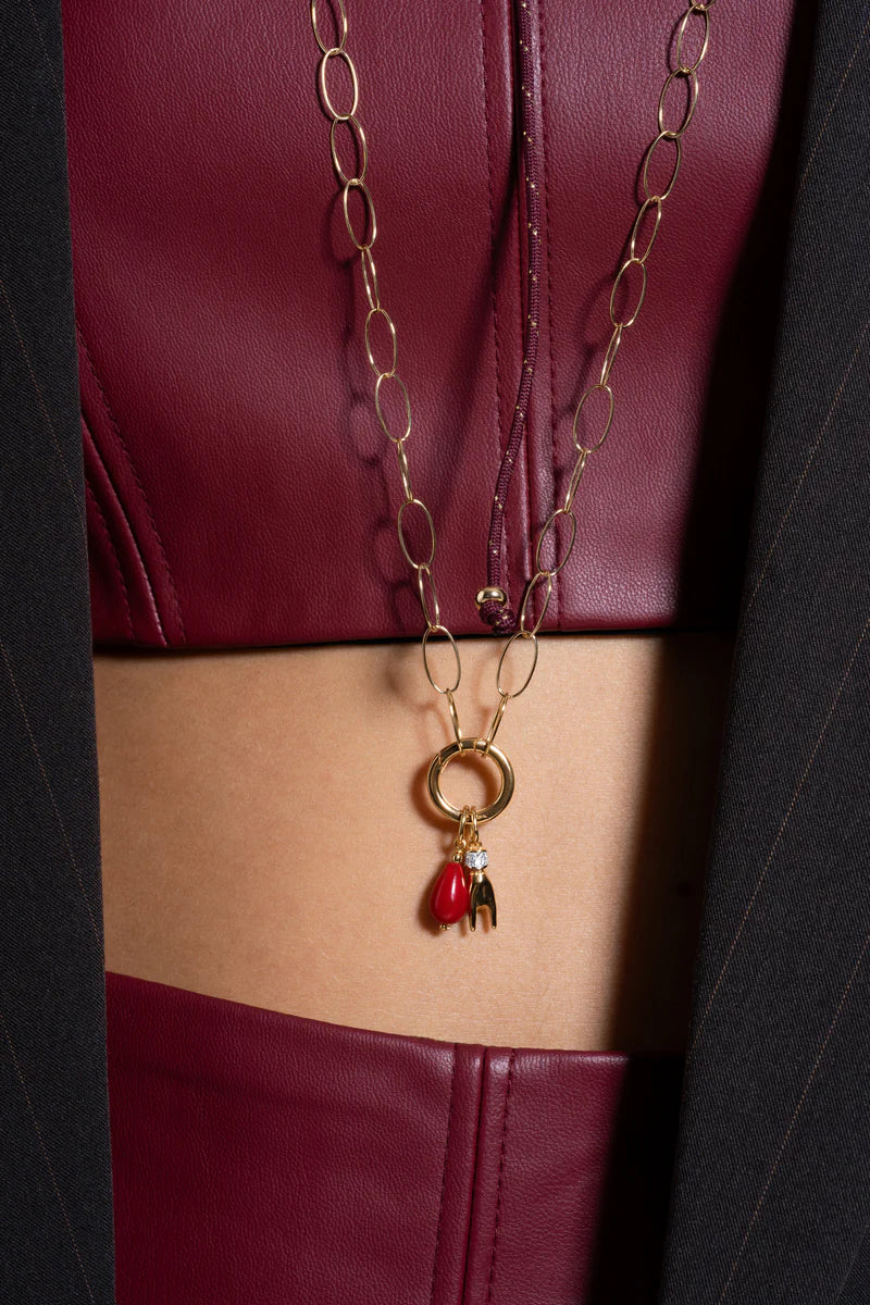 CHARM BAR - CIONDOLO CORALLO ROSSO