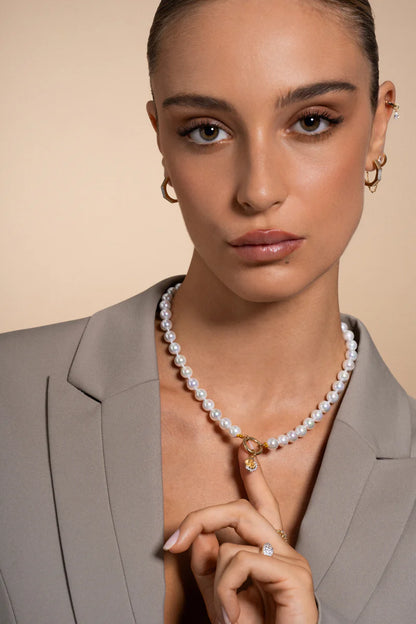 CHARM BAR - CIONDOLO ROSA ARGENTO DORATO E ZIRCONI