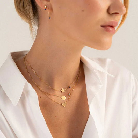 COLLANA ARGENTO DORATO CERCHIO CON ZIRCONE BIANCO