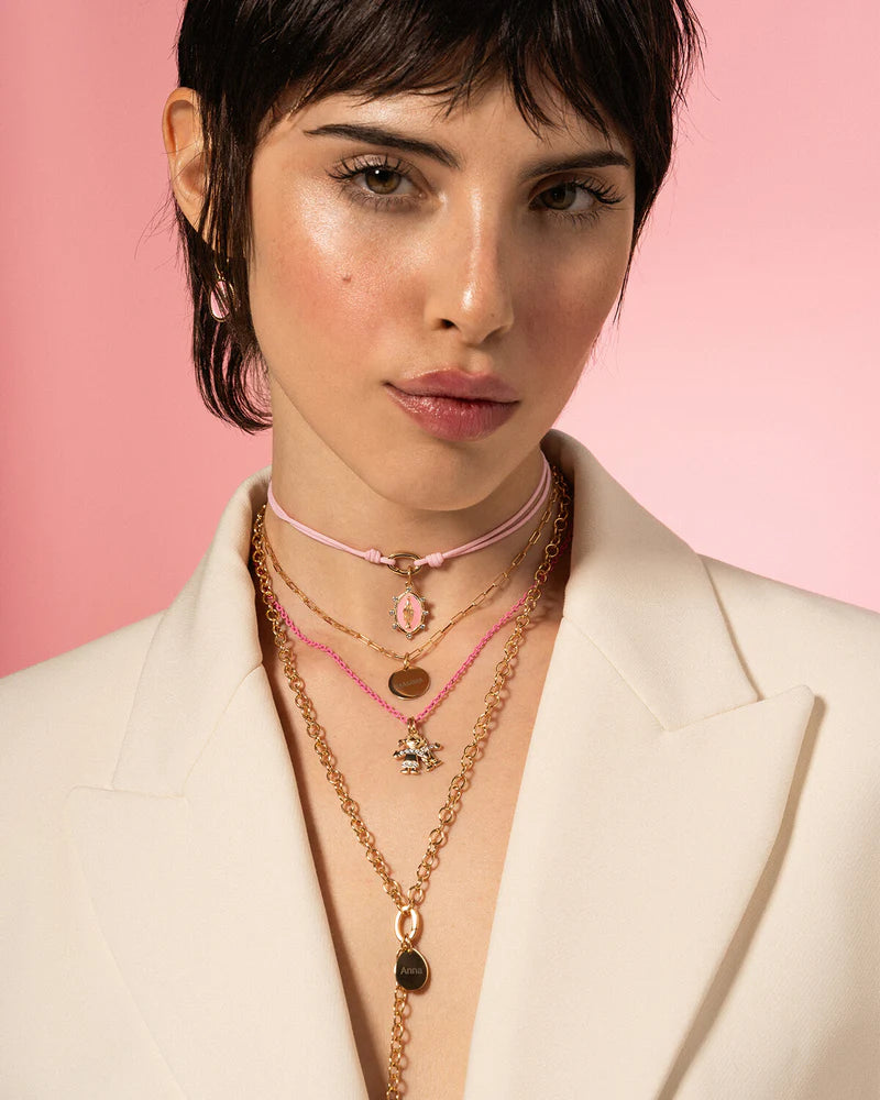 CHARM BAR - COLLANA GIROCOLLO DORATA CATENA BASE OVALE