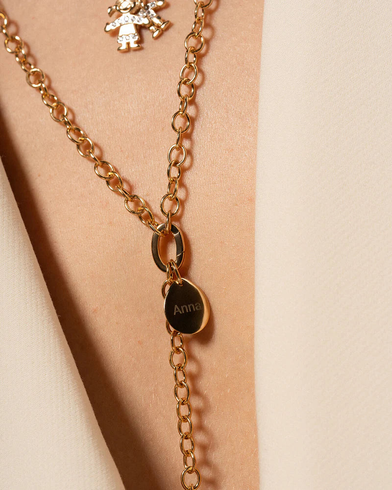 CHARM BAR - COLLANA GIROCOLLO DORATA CATENA BASE OVALE