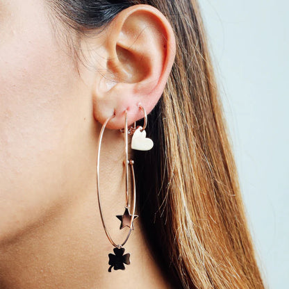CERCHI ARGENTO ROSE' CON STELLA PENDENTE