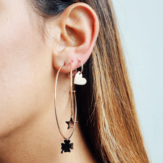 CERCHI ARGENTO ROSE' CON STELLA PENDENTE
