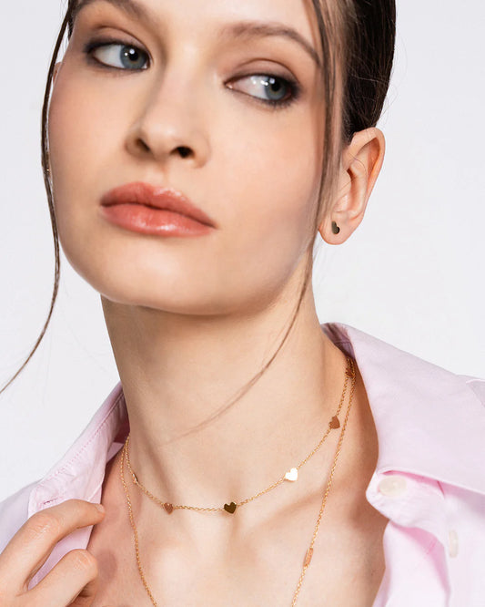 COLLANA GIROCOLLO 8 CUORI IN ARGENTO DORATO