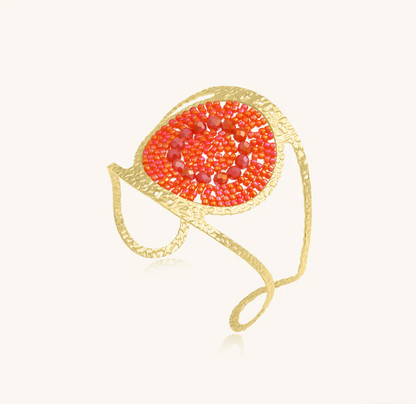 SANTIBE' - BRACCIALE ALBA IN OTTONE E ZIRCONI CORALLO