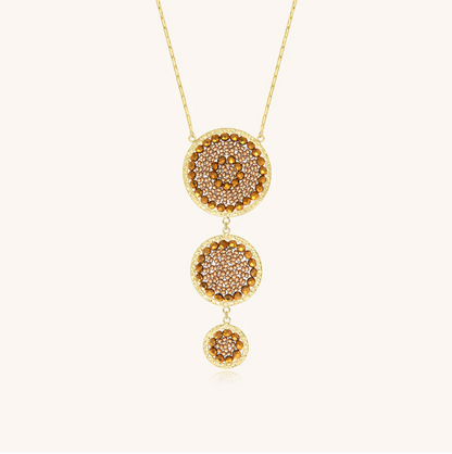 SANTIBE' - COLLANA ALBA CERCHI IN OTTONE E ZIRCONI CHAMPAGNE BRONZO