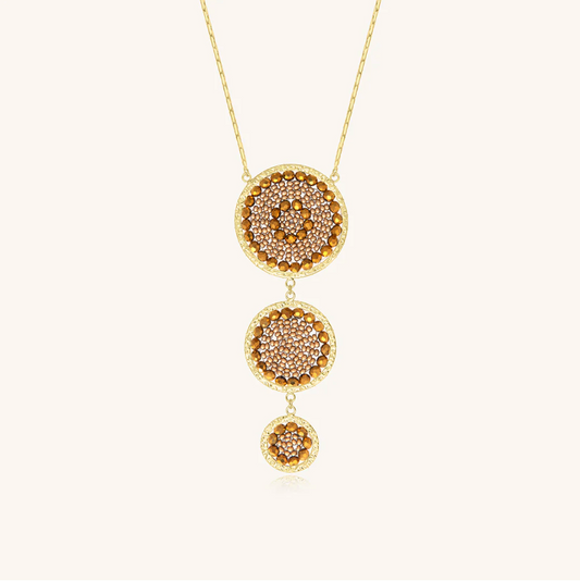 SANTIBE' - COLLANA ALBA CERCHI IN OTTONE E ZIRCONI CHAMPAGNE BRONZO