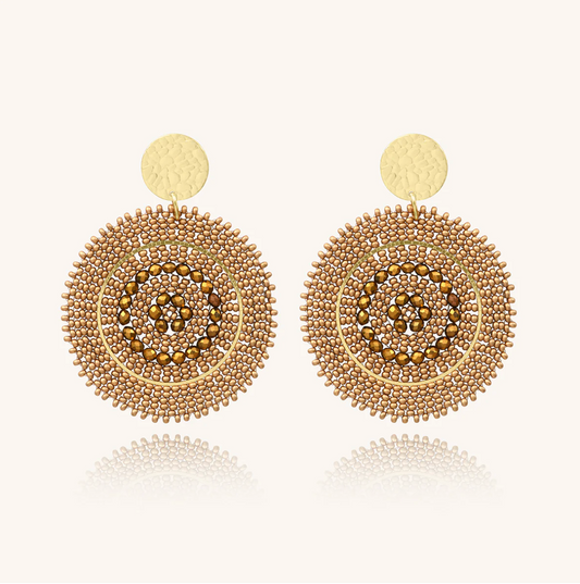 SANTIBE' - ESPAGNOLA EARRINGS BRASS HOOPS AND CHAMPAGNE BRONZE ZIRCONIA