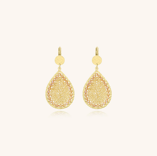 SANTIBE' - YSE' EARRINGS BRASS HOOPS AND GOLD ZIRCONIA