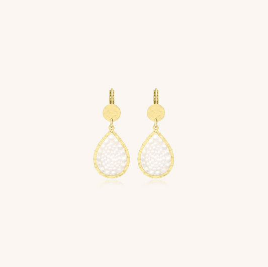 SANTIBE' - MINI YSE' DROP EARRINGS IN BRASS AND WHITE ZIRCONIA