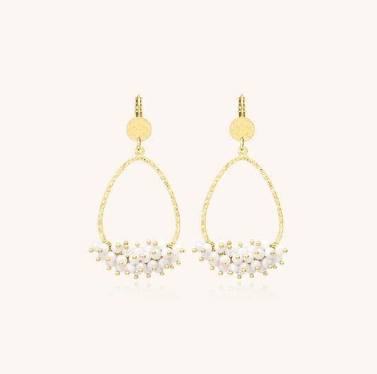 SANTIBE' - FLORA EARRINGS IN BRASS AND WHITE ZIRCONIA