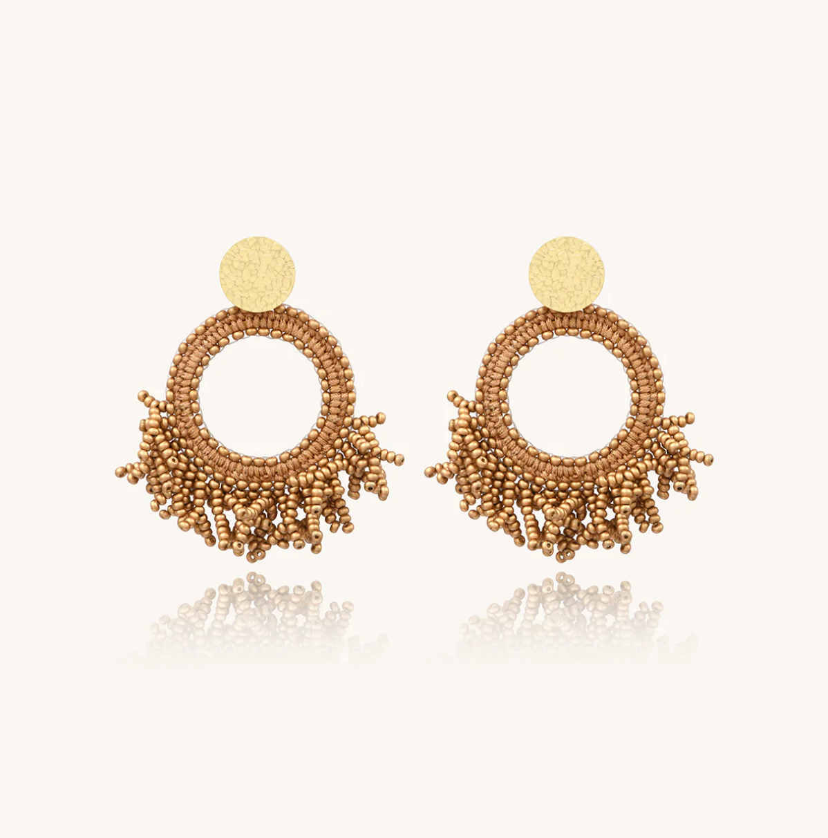 SANTIBE' - ORECCHINI PACIFICO IN OTTONE E ZIRCONI CHAMPAGE BRONZO