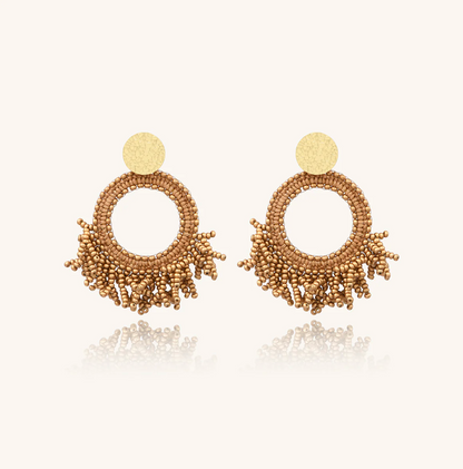 SANTIBE' - ORECCHINI PACIFICO IN OTTONE E ZIRCONI CHAMPAGE BRONZO