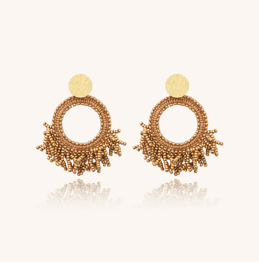 SANTIBE' - PACIFICO EARRINGS IN BRASS AND CHAMPAGNE BRONZE ZIRCONIA