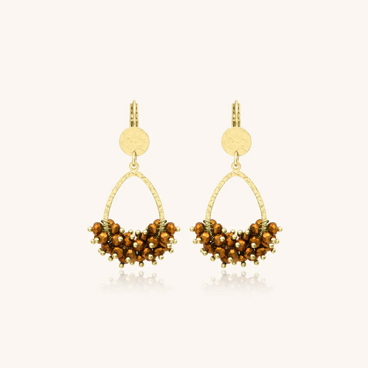 SANTIBE' - MINI FLORA EARRINGS IN BRASS AND CHAMPAGNE BRONZE CUBIC ZIRCONIA