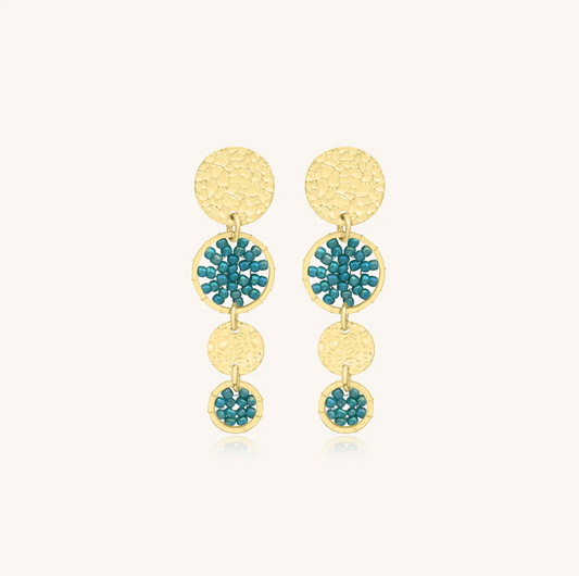 SANTIBE' - MINI LUPIN EARRINGS BRASS AND TURQUOISE ZIRCONIA