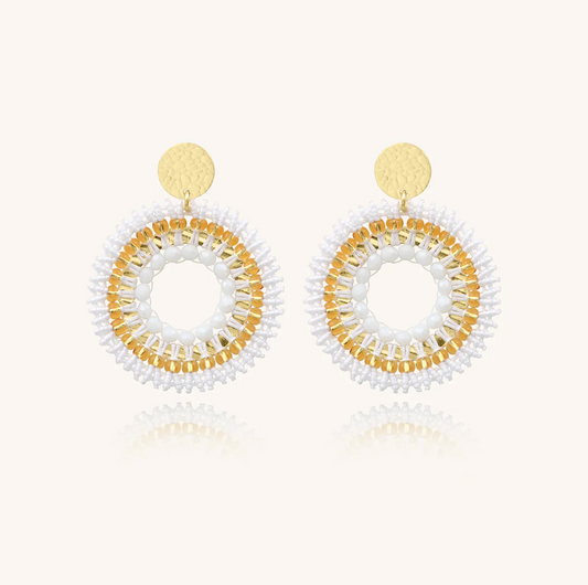 SANTIBE' - CLASSIC ANDES EARRINGS BRASS AND WHITE ZIRCONIA