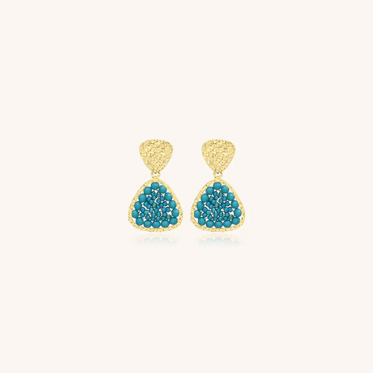 SANTIBE' - MAE' EARRINGS BRASS AND TURQUOISE ZIRCONIA