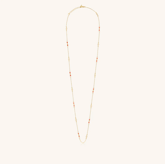 SANTIBE' - SUZIE NECKLACE BRASS AND CORAL ZIRCONIA