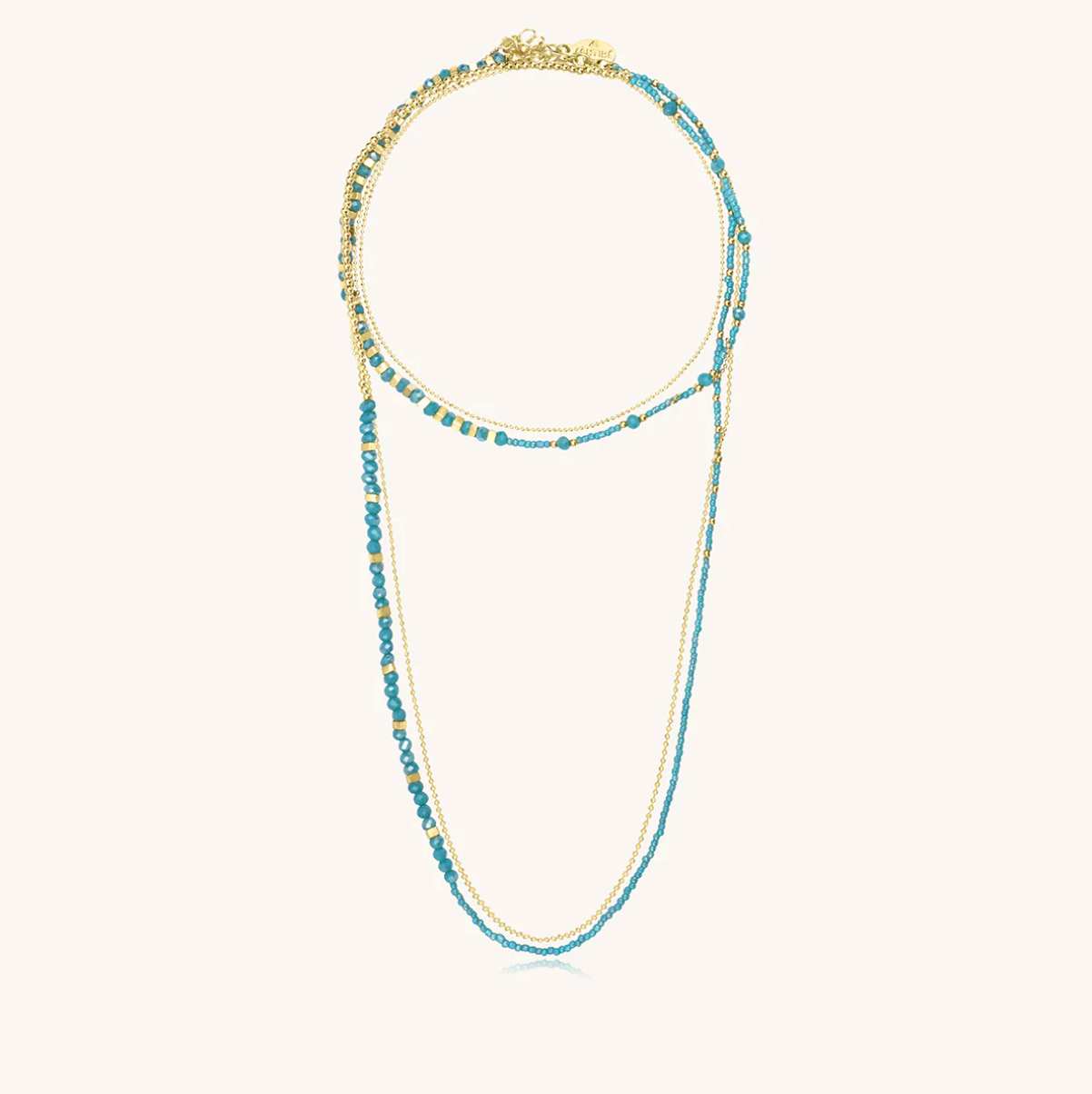 SANTIBE' - COLLANA/BRACCIALE 5 WRAP OTTONE E ZIRCONI TURCHESI