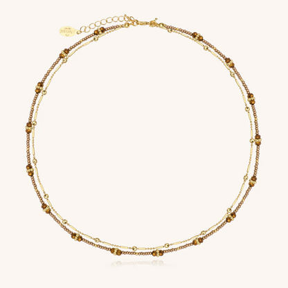 SANTIBE' - COLLANA/BRACCIALE 3 WRAP OTTONE E ZIRCONI CHAMPAGNE BRONZO