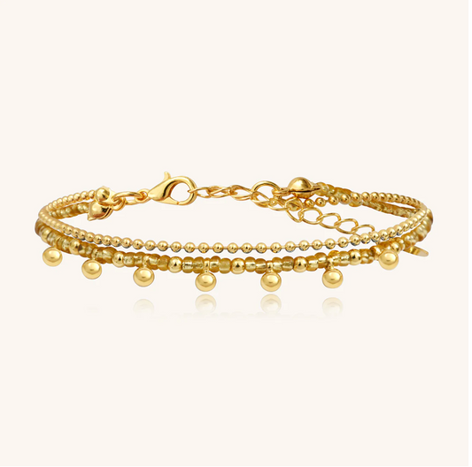 SANTIBE' - BRACCIALE DIVINE IN OTTONE E PERLINE DORATE