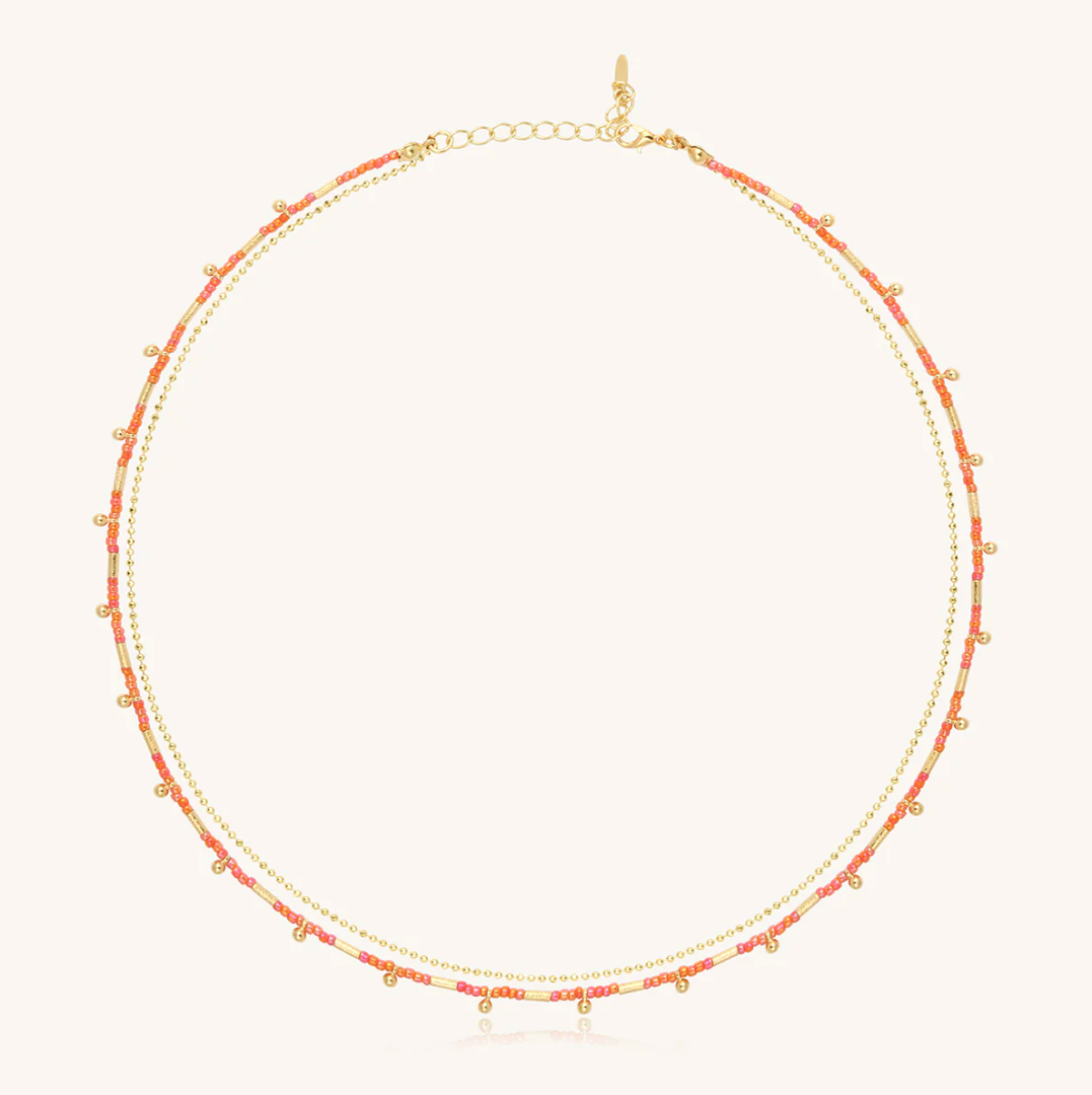 SANTIBE' - COLLANA/BRACCIALE 3 WRAP OTTONE E PERLINE CORALLO