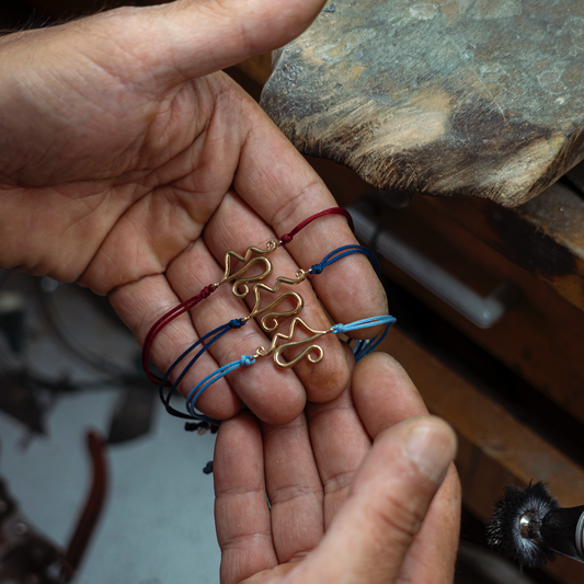 BRACCIALE ARTIGIANALE GOLFO NAPOLI IN BRONZO GALVANIZZATO ORO