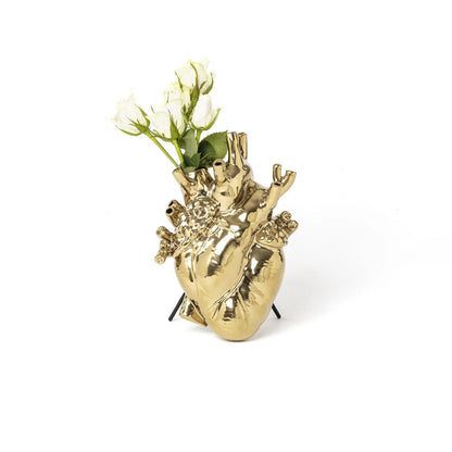 SELETTI - CUORE VASO PORCELLANA DORATA
