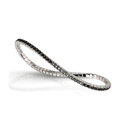 MANO J - TENNIS ELASTICO ORO BIANCO E DIAMANTI NERI