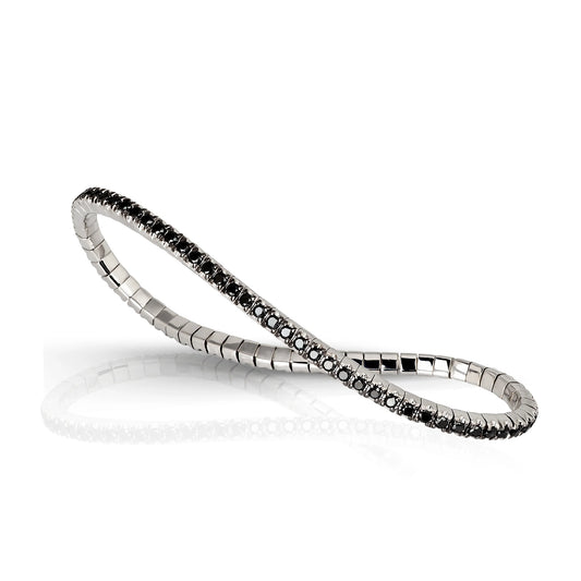 MANO J - TENNIS ELASTICO ORO BIANCO E DIAMANTI NERI