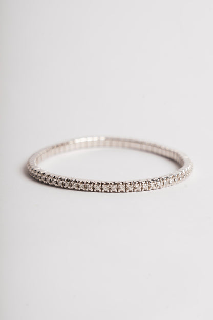 MANO J - TENNIS ELASTICO ORO BIANCO E DIAMANTI BIANCHI