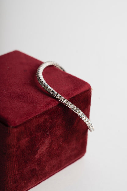 MANO J - TENNIS ELASTICO ORO BIANCO E DIAMANTI BIANCHI