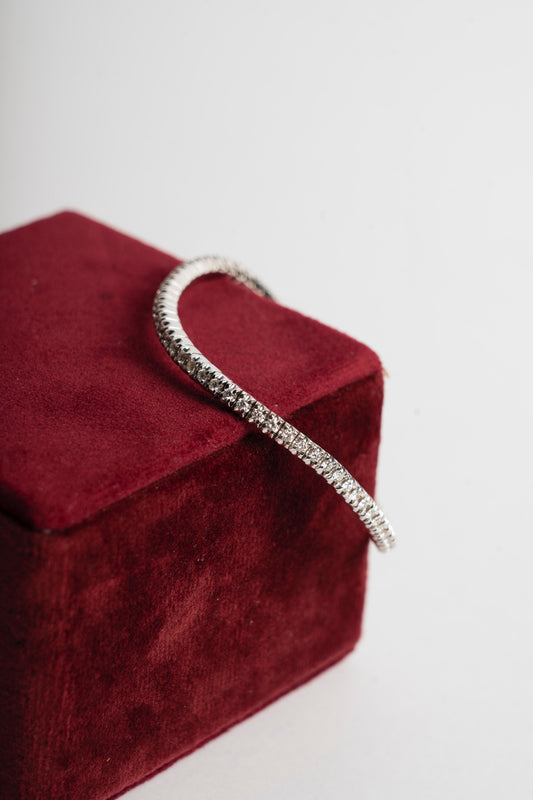 MANO J - TENNIS ELASTICO ORO BIANCO E DIAMANTI BIANCHI